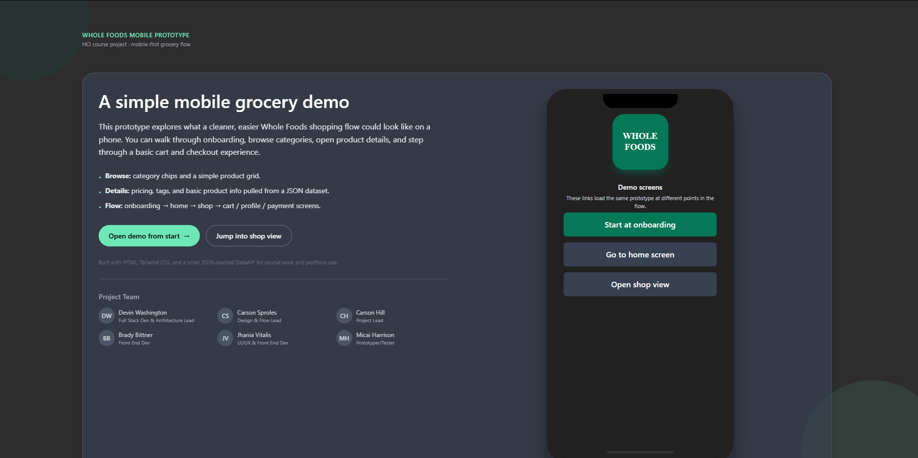 Screenshot of Capstone Project
